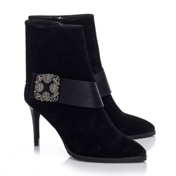 Elizabeth Siyah Süet Bootie