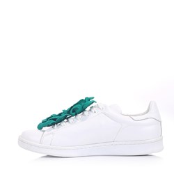 Nancy Beyaz -Yeşil  Deri Spor Ayakkabı